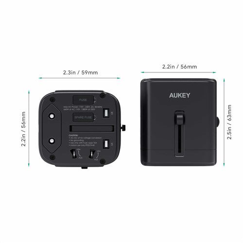 Aukey PA TA01 Universal Travel Adapter With USB C and USB A Ports